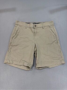 Chaps Beige Flat-Front Cotton Chino Shorts 30, 7 inch inseam